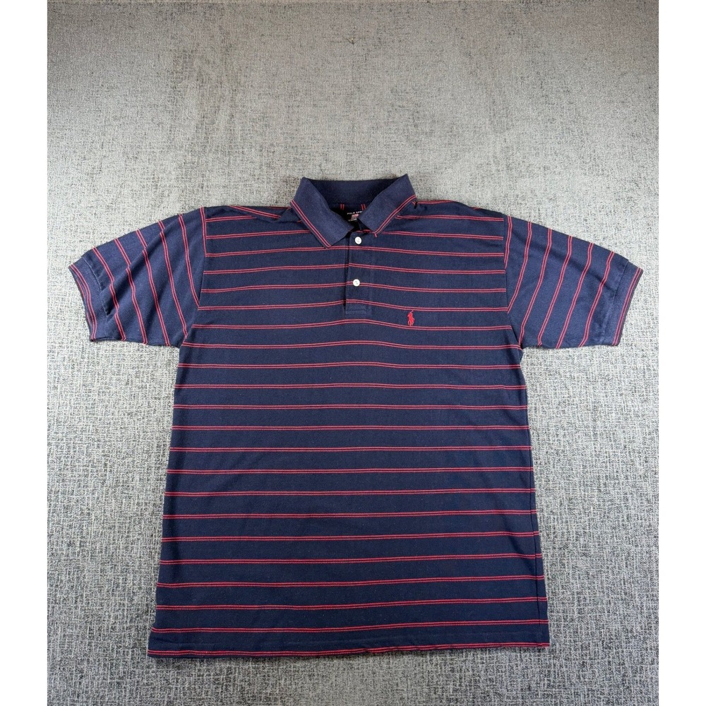 Polo Sport Ralph Lauren Navy Red Striped Polo Shirt XXL 100% Cotton Vintage
